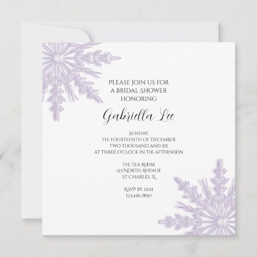 Licht Paars Snowflakes Winter Vrijgezellenfeest Kaart (Voorkant)