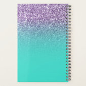 Licht Paars Turquoise Glitter Ombre Personalized Planner (Achterkant)