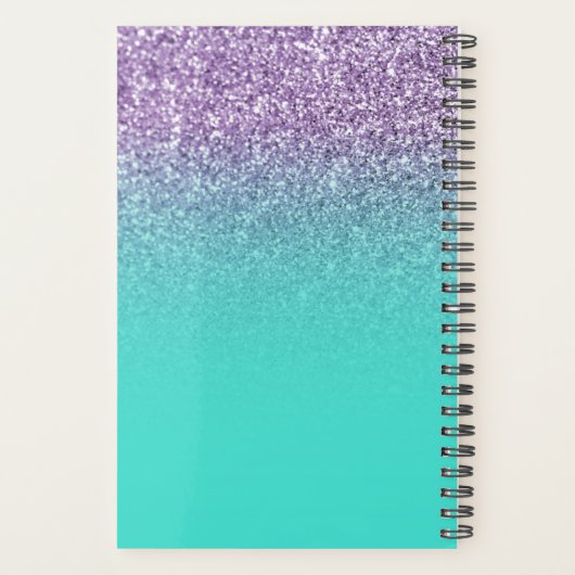 Licht Paars Turquoise Glitter Ombre Personalized Planner (Achterkant)