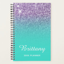 Licht Paars Turquoise Glitter Ombre Personalized Planner