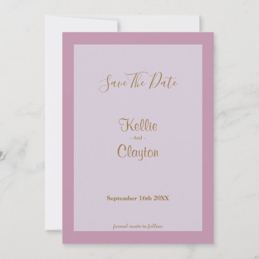 Licht Paars vormde sparen de Datum Save The Date (Voorkant)