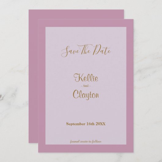 Licht Paars vormde sparen de Datum Save The Date (Voorkant / Achterkant)