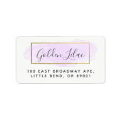 Licht Paars Waterverf & modern Gold adres Etiket (Voorkant)