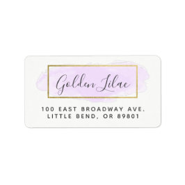 Licht Paars Waterverf & modern Gold adres Etiket