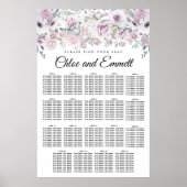 Licht Paars witte flora 19-tabel zitplaatje Poster (Voorkant)