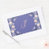 Licht Paars Zacht Monogram Floral Persoonlijk Aang Rechthoekige Sticker (Envelop)