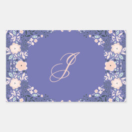 Licht Paars Zacht Monogram Floral Persoonlijk Aang Rechthoekige Sticker