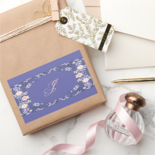 Licht Paars Zacht Monogram Floral Persoonlijk Aang Rechthoekige Sticker