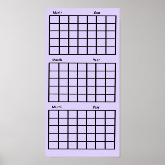 Licht Paarse 3 maanden kalender Poster (Voorkant)