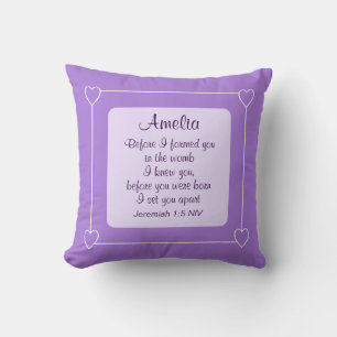 Licht Paarse Bijbelvers Aangepaste Naam Baby Gift Kussen