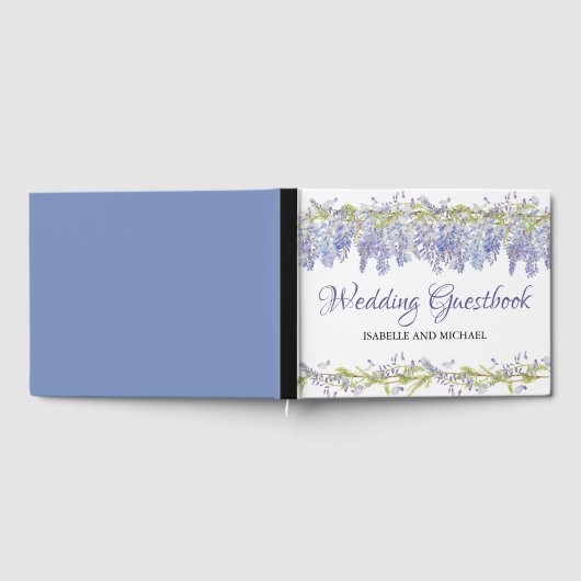 Licht Paarse Bloemen gepersonaliseerde bruiloft Gastenboek (Volledig)
