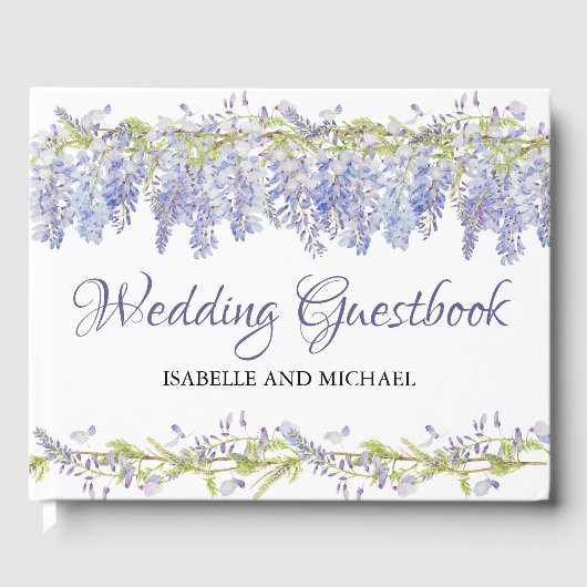 Licht Paarse Bloemen gepersonaliseerde bruiloft Gastenboek (Voorkant)