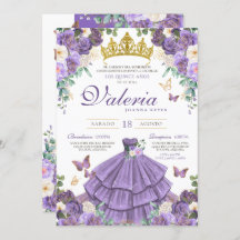 Licht Paarse Bloemen Vlinder Prinses Quinceanera