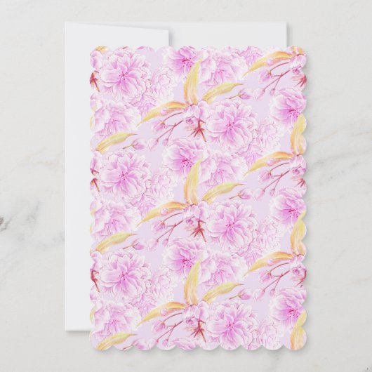 Licht paarse bloesem waterverf bruiloft kaart (Achterkant)