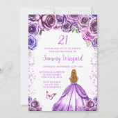 Licht Paarse Blonde Haar Prinses Verjaardagsfeest Kaart (Voorkant)