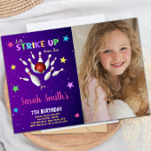 Licht Paarse Bowling Birthday Uitnodigingen met fo