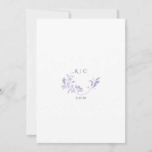 Licht Paarse bruiloft legant Kaart (Achterkant)