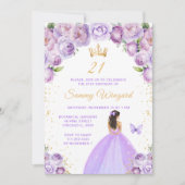 Licht Paarse Brunette Hair Princess Verjaardagsfee Kaart (Voorkant)