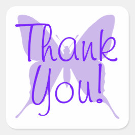 Licht Paarse Butterfly Silhouette Dank u Vierkante Sticker