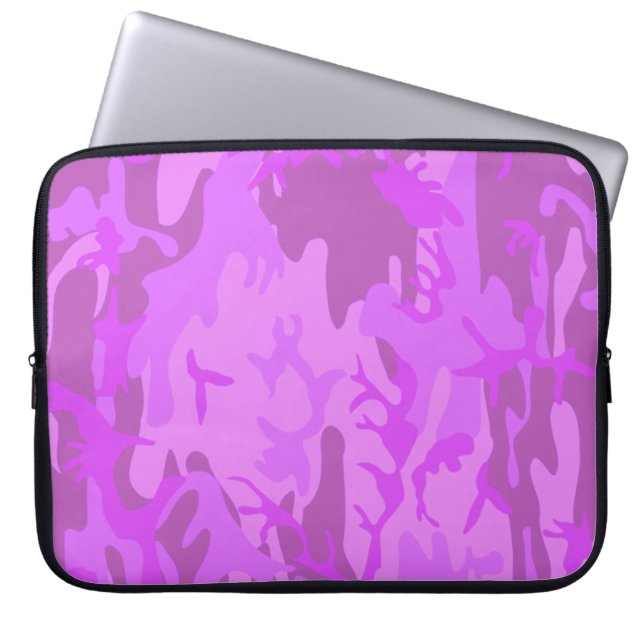 Licht Paarse camouflagepatroon Laptop Sleeve (Voorkant)