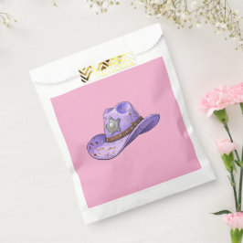 Licht Paarse Cowgirl Hoed-Roze Achtergrond Bedankzakje