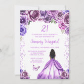 Licht Paarse Donkere Huid Prinses Verjaardagsfeest Kaart (Voorkant)