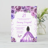 Licht Paarse Donkere Huid Prinses Verjaardagsfeest Kaart (Staand voorkant)