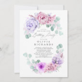 Licht Paarse en Roze Bloemen Verjaardagsfeest Kaart (Voorkant)