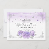 Licht Paarse en zilveren Quinceañera Foto Verjaard Bedankkaart (Achterkant)