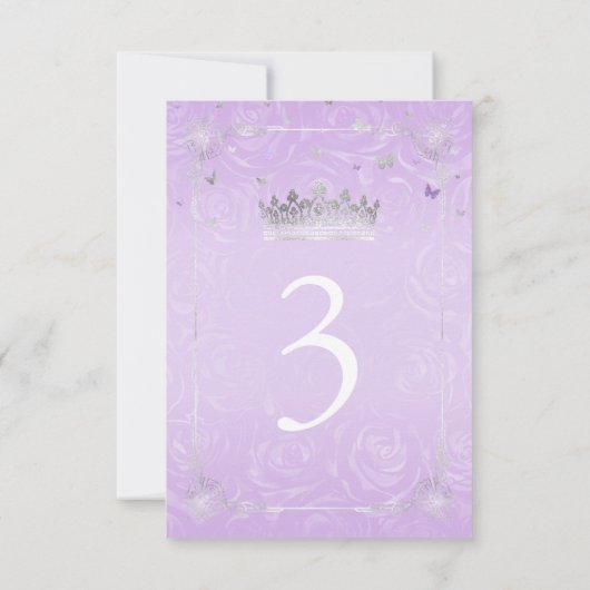 Licht Paarse en Zilveren Trouwtafel Aantal Kaarten (Achterkant)