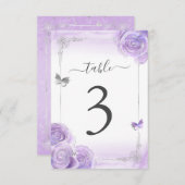 Licht Paarse en Zilveren Trouwtafel Aantal Kaarten (Voorkant / Achterkant)