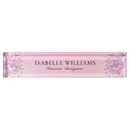 Licht Paarse Faux Glitter Naambordje