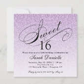 Licht Paarse Glam Glitter Sweet 16 Square Kaart (Voorkant)