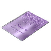Licht Paarse Glitter Drips Metallic Sweet 16 Gast Notitieboek (Linkerzijde)