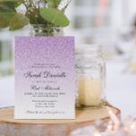 Licht Paarse Glitter Glam Bat Mitzvah Kaart<br><div class="desc">Deze mooie uitnodiging is voorzien van een glitterpatroon en uw aangepaste tekst. Gebruik het sjabloon formulier om uw gegevens toe te voegen.</div>