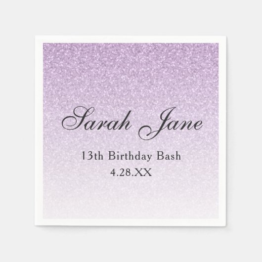 Licht Paarse Glitter Glam gepersonaliseerd Servet (Voorkant)
