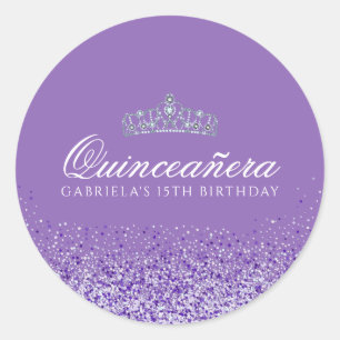 Licht Paarse Glitter Quinceanera Ronde Sticker
