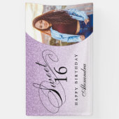 Licht Paarse Glitter Sweet 16 gepersonaliseerde fo Spandoek (Verticaal)
