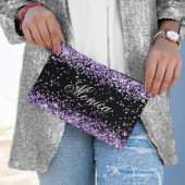 Licht Paarse Glitter Zwart Etui