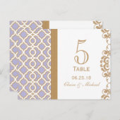 Licht Paarse Gouden Marokkaanse Trouwtafel Nummer Briefkaart (Voorkant / Achterkant)