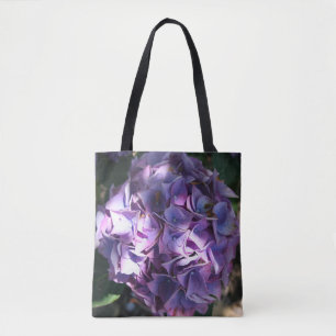 Licht Paarse hydrangeventilator Tote Bag