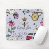 Licht Paarse Koningin Bee Royal Crown bloemmotief Muismat (Met muis)