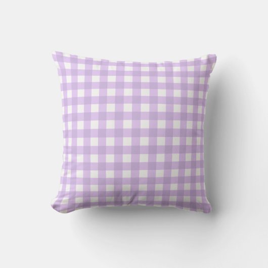 Licht Paarse Lavendel Gingham Plaid Sierkussen (Voorkant)
