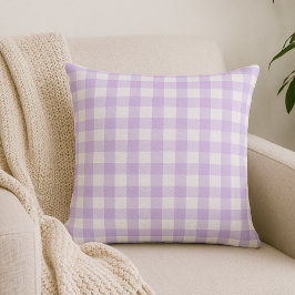 Licht Paarse Lavendel Gingham Plaid Sierkussen