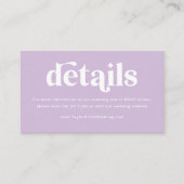 Licht Paarse Lila bruiloft Details Informatiekaartje (Voorkant)