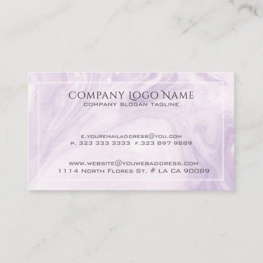 Licht Paarse marmeren wervelingen papier textuur Visitekaartje (Achterkant)