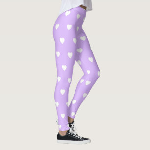 Licht Paarse met witte harten Leggings