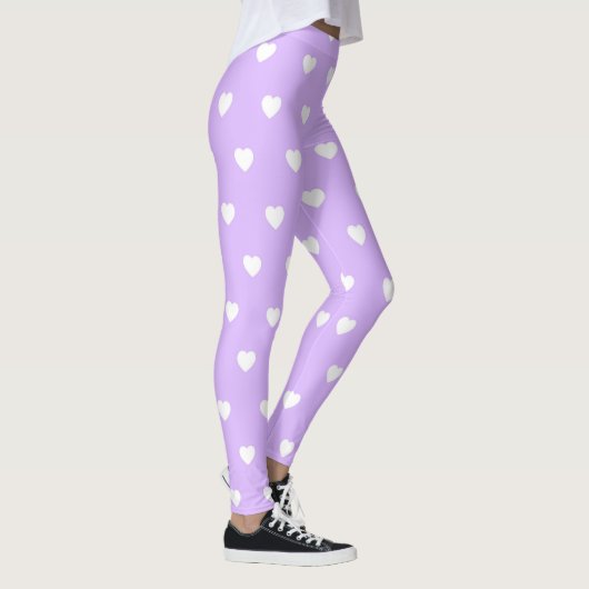 Licht Paarse met witte harten Leggings (Rechts)