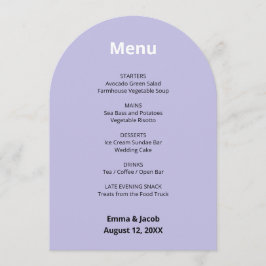Licht Paarse moderne bruiloft menu Kaart