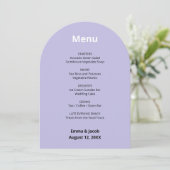 Licht Paarse moderne bruiloft menu Kaart (Staand voorkant)